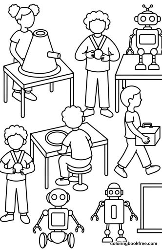 Science fair, a free People coloring page for Kids