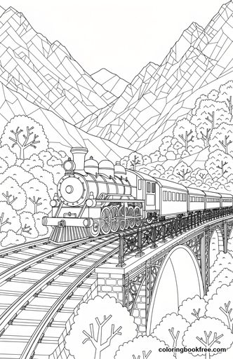 Vintage train, a free Vehicles coloring page for Adults