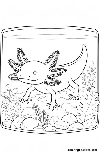 Axolotl tank, a free Animals coloring page for Teens