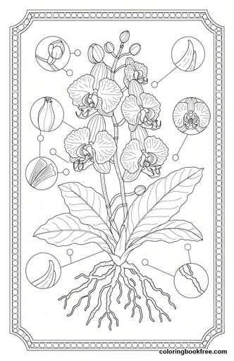 Orchid plate, a free Nature coloring page for Adults