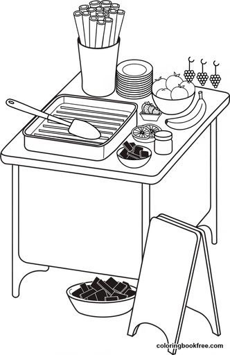Crepe stand, a free Food coloring page for Teens