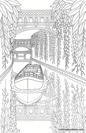 Canal barge, a free Vehicles coloring page for Adults