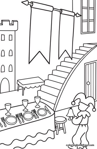 Castle feast, a free Stories coloring page for Kids