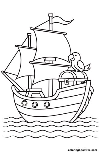 Pirate ship, a free Stories coloring page for Kids