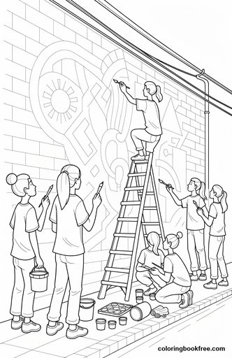 Graffiti wall, a free People coloring page for Teens