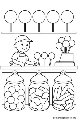 Candy shop, a free Food coloring page for Kids