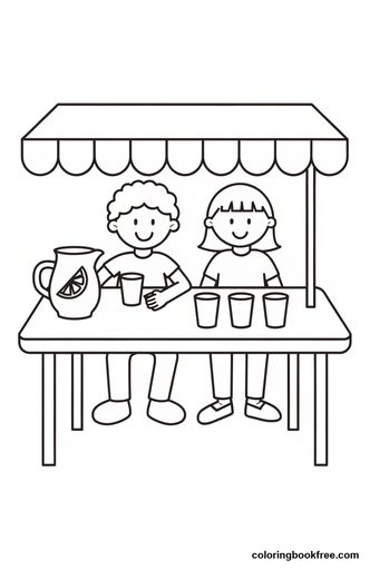 Lemonade stand, a free Food coloring page for Kids
