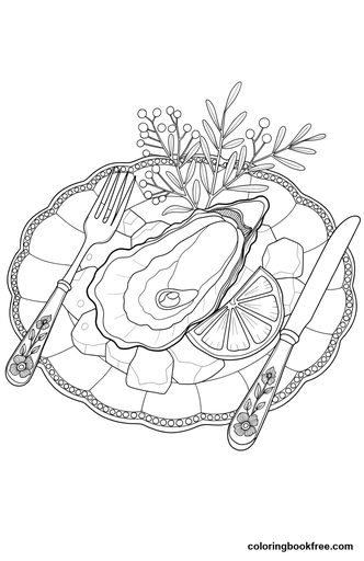 Oyster plate, a free Food coloring page for Adults