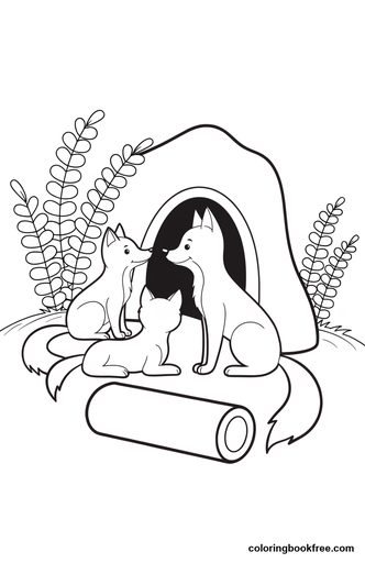 Fox den, a free Animals coloring page for Kids