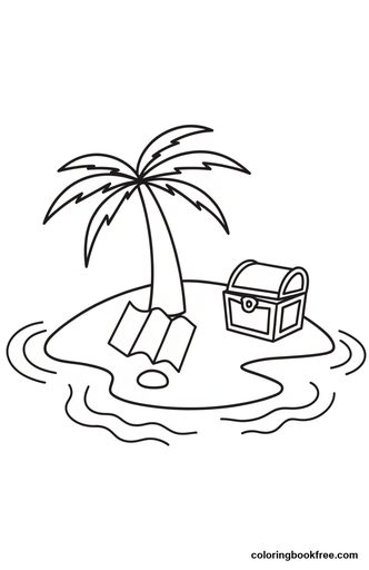 Treasure island, a free Stories coloring page for Kids