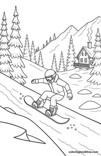 Snowboard slope, a free People coloring page for Teens