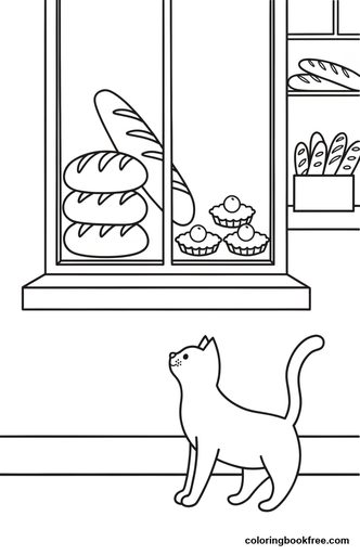 Bakery window, a free Food coloring page for Kids