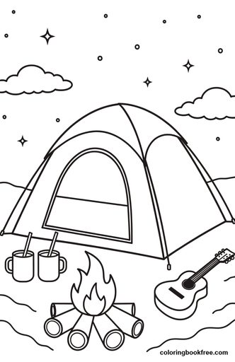 Star camp, a free Nature coloring page for Kids