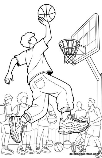 Street basketball, a free People coloring page for Teens