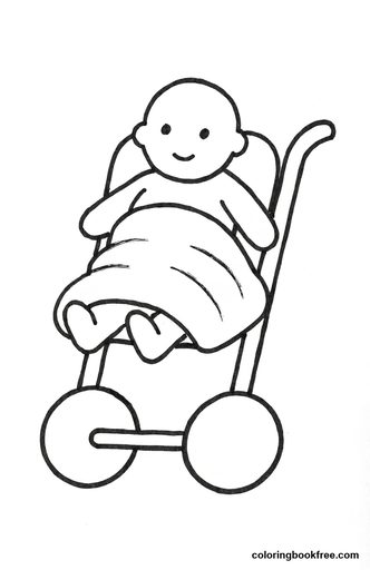 Baby stroller, a free People coloring page for Toddler
