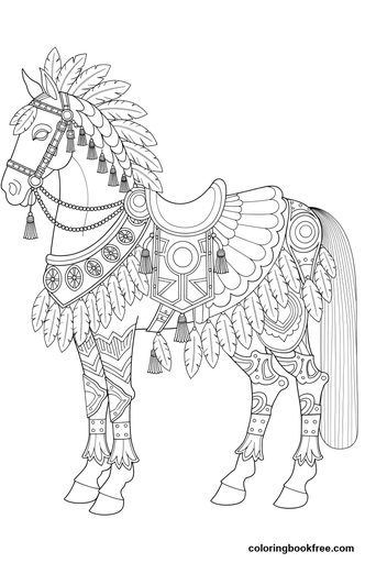 Parade horse, a free Animals coloring page for Adults