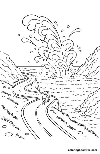 Coastal road, a free Vehicles coloring page for Teens