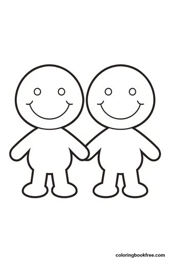 Holding hands, a free People coloring page for Toddler