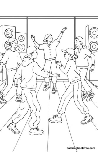 Dance studio, a free People coloring page for Teens
