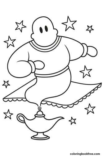 Genie lamp, a free Stories coloring page for Kids