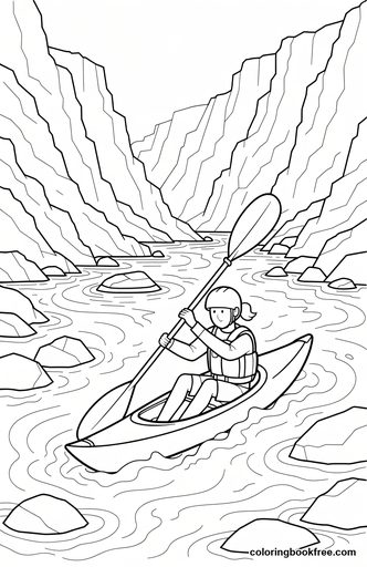 River kayak, a free Vehicles coloring page for Teens