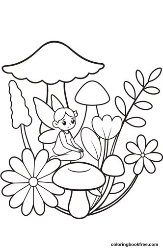 Fairy garden, a free Stories coloring page for Kids