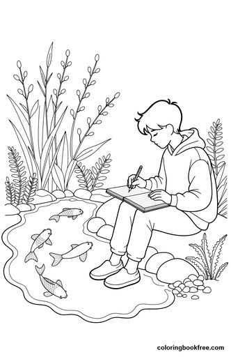 Koi sketch, a free Animals coloring page for Teens
