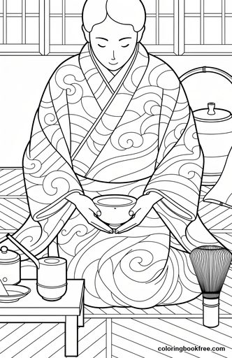 Tea ceremony, a free People coloring page for Adults