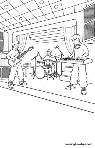 School band, a free People coloring page for Teens
