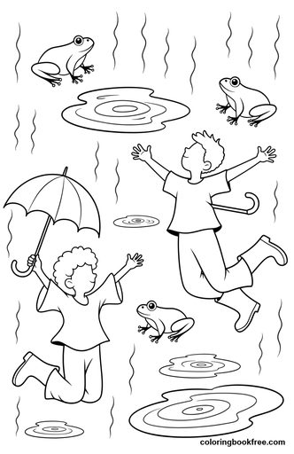 Rain puddles, a free Nature coloring page for Kids