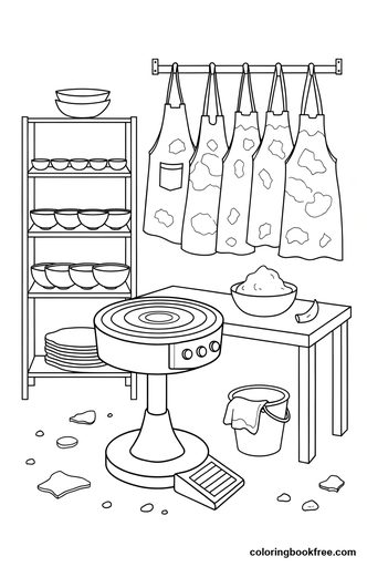 Pottery wheel, a free People coloring page for Teens