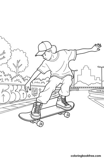 Street skate, a free People coloring page for Teens