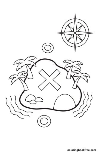 Treasure map, a free Stories coloring page for Kids