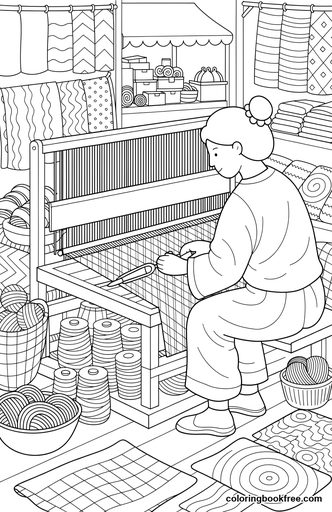 Market weaver, a free People coloring page for Adults