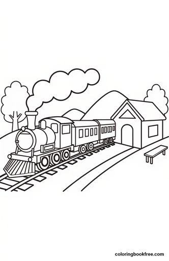 Steam engine, a free Vehicles coloring page for Kids