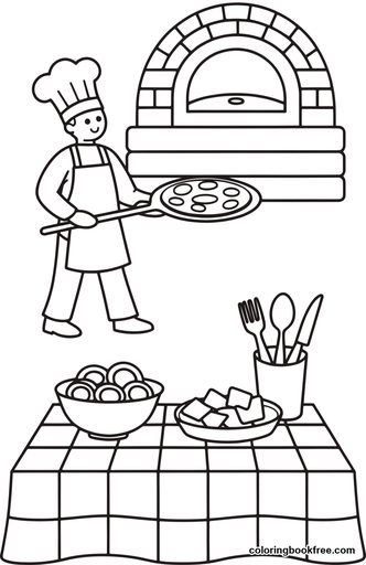 Pizza oven, a free Food coloring page for Kids