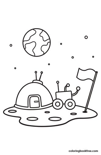 Moon base, a free Stories coloring page for Kids