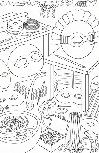 Mask maker, a free People coloring page for Adults