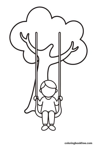 Child on a swing, a free People coloring page for Toddler