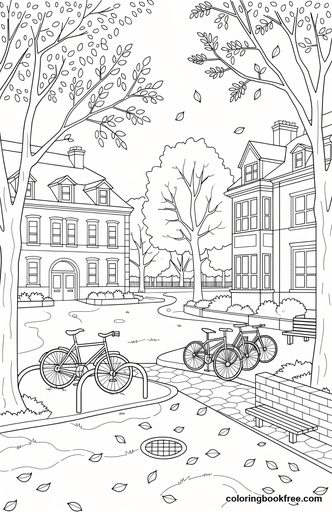 Autumn campus, a free Nature coloring page for Teens