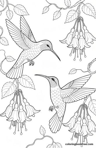 Hummingbird vine, a free Animals coloring page for Adults