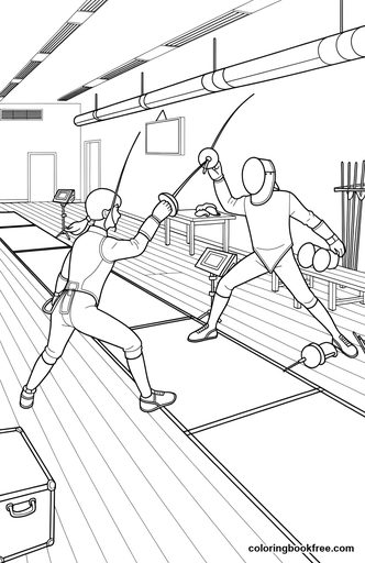 Fencing hall, a free People coloring page for Teens