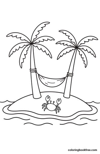 Palm island, a free Nature coloring page for Kids