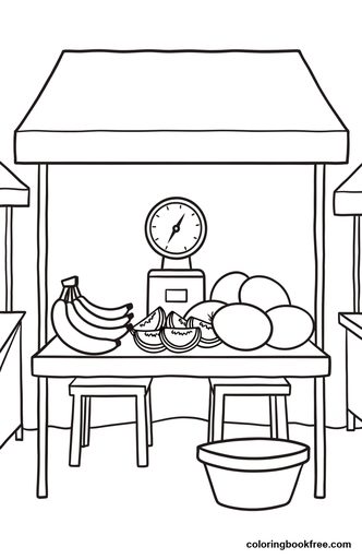 Fruit market, a free Food coloring page for Kids