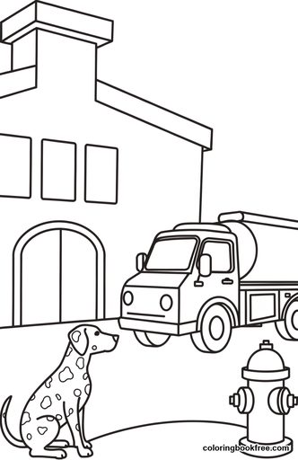 Fire station, a free Vehicles coloring page for Kids