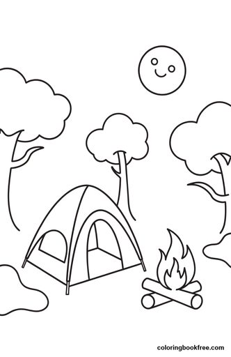 Camping tent, a free Nature coloring page for Kids