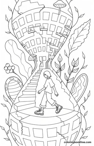 Hourglass city, a free Stories coloring page for Teens