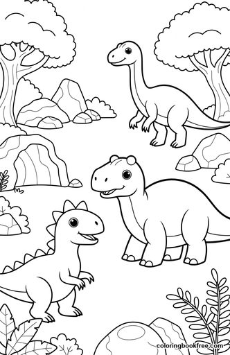 Dinosaur park, a free Stories coloring page for Kids
