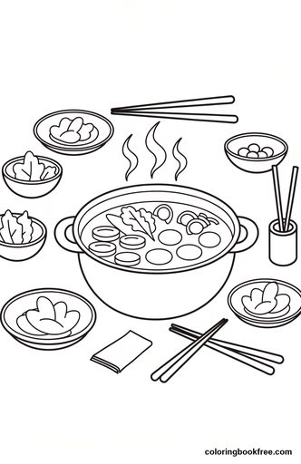 Hot pot, a free Food coloring page for Kids