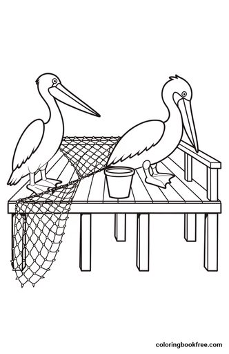 Pelican pier, a free Animals coloring page for Kids